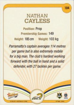2006 Select Invincible #104 Nathan Cayless Back